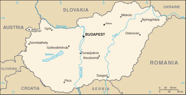politisch karte von ungarn